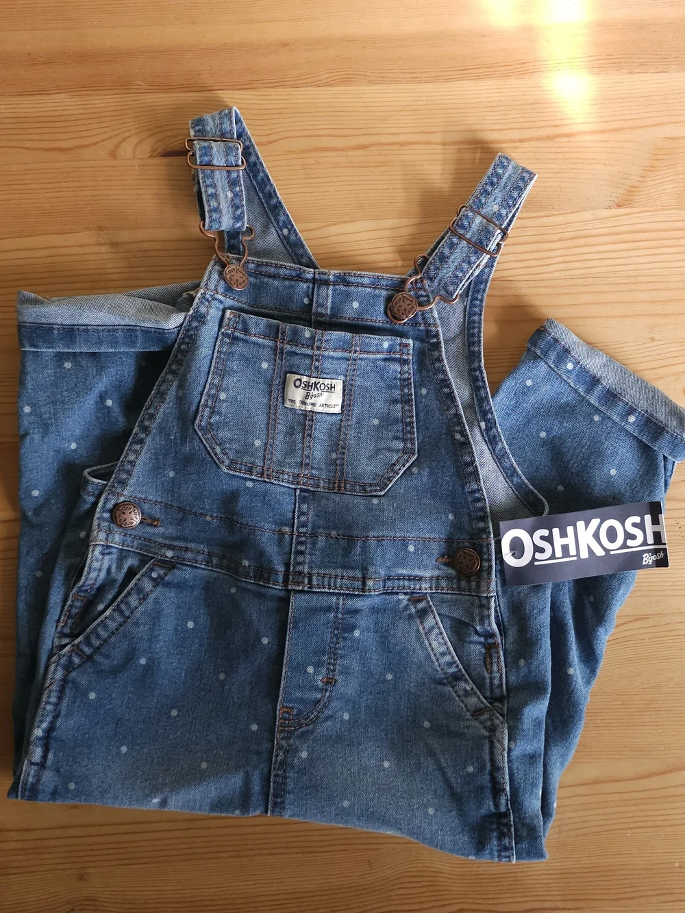OshKosh Polka Dot Denim Overalls - Blue 3T
